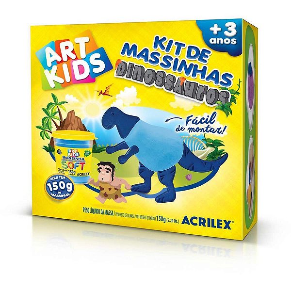 Massa para modelar criativa art kids dinossauro 2 azul - acrilex (unidade)