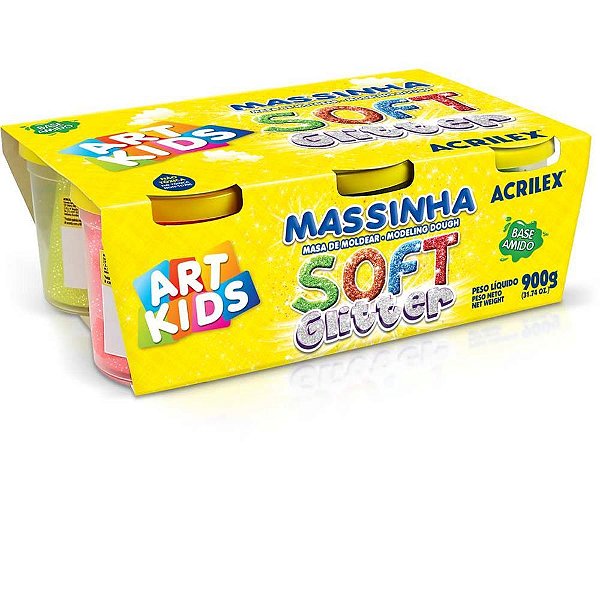 Massa para modelar soft glitter 150g 6cores - acrilex (caixa)