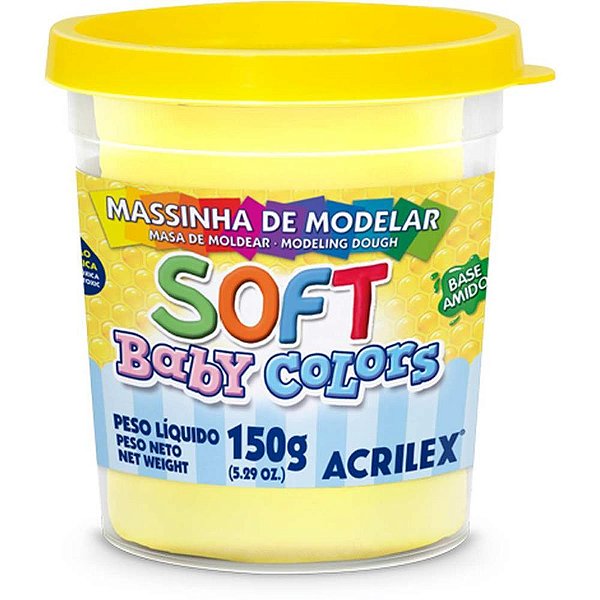 Massa para modelar soft 150g.amarelo bebe bs amid - acrilex (pote)