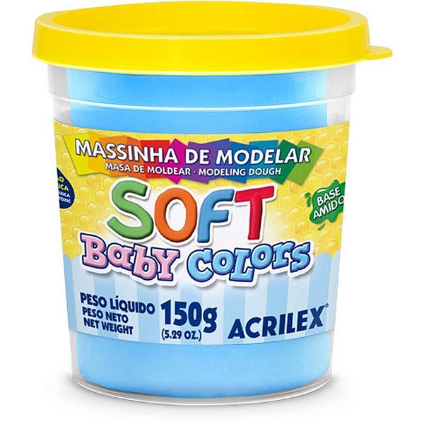 Massa para modelar soft 150g.azul bebe bs amido - acrilex (pote)