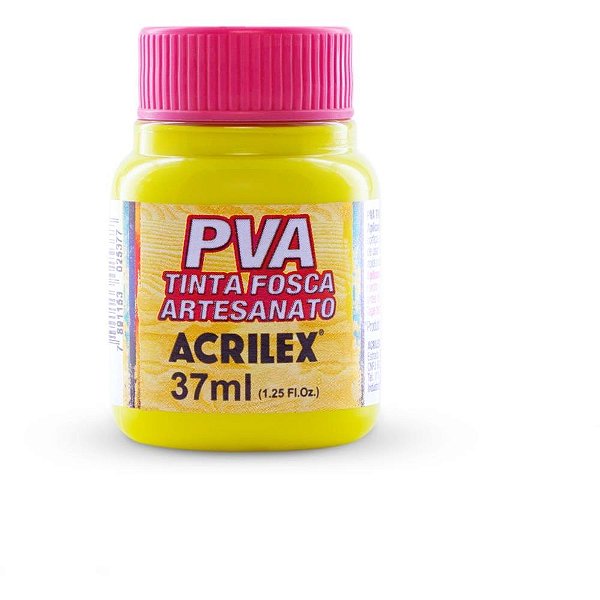 Tinta pva 37ml. amarelo limao - acrilex (cx.c/12)