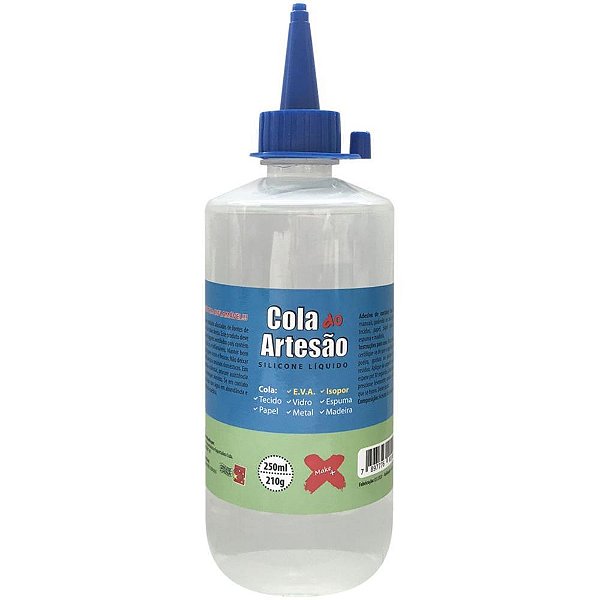 Cola para artesanato artesao silicone liquido 250ml - make+ (cx.c/06)
