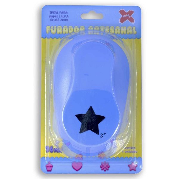 Furador papel e eva gigante estrela 76mm - make+ (unidade)