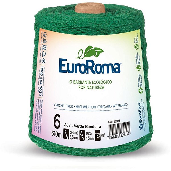 Barbante colorido 600g 4/6 fios 610m vd bandeira - euroroma (unidade)