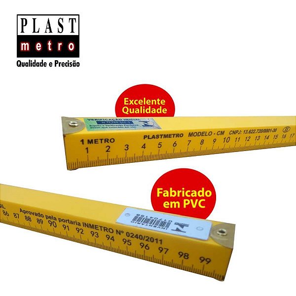 Metro p/balcao pvc amarelo - plastmetro (unidade)