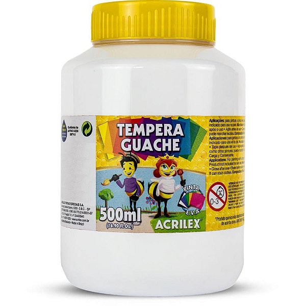 Tinta guache 500ml branco - acrilex (cx.c/06)