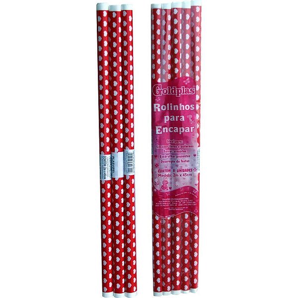 Plastico para encapar 2m 45cm coracoes vermelhos - goldplas (pct.c/05)