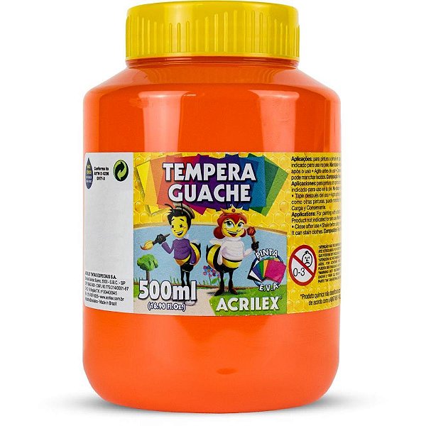 Tinta guache 500ml laranja - acrilex (cx.c/06)