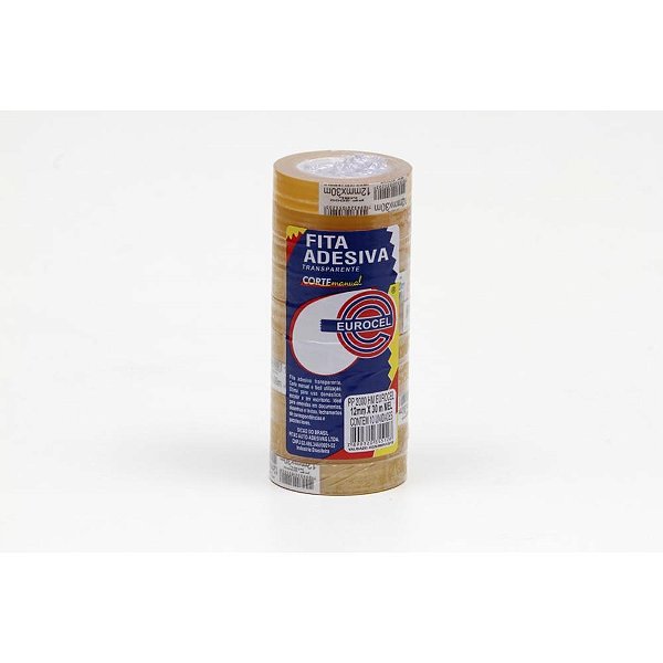 Fita adesiva pp 2000 12mmx30m transparente - eurocel (pct.c/10)