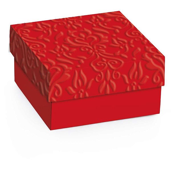 Caixa para presente com tampa mini c/relevo verm. g 12cm. - cromus (pct.c/10)