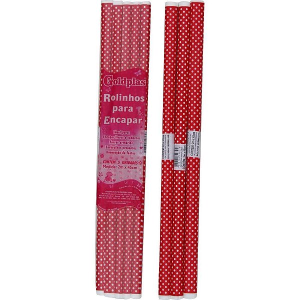 Plastico para encapar 2m 45cm bolinhas vermelhas - goldplas (pct.c/05)