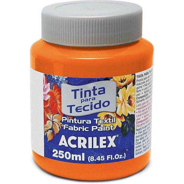 Tinta para tecido fosca 250ml laranja - acrilex (pct.c/03)