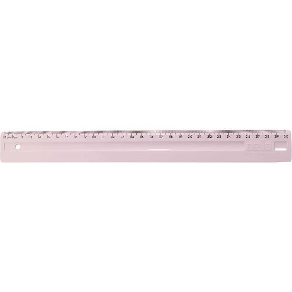 Regua de poliestireno serena 30cm. rosa pastel - dello (cx.c/24)
