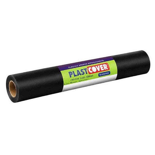 Plastico adesivo 45cmx10m opaco preto - plavitec (rolo)