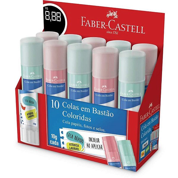 Cola em bastao tons pastel 10g (s) - faber-castell (dp.c/10)