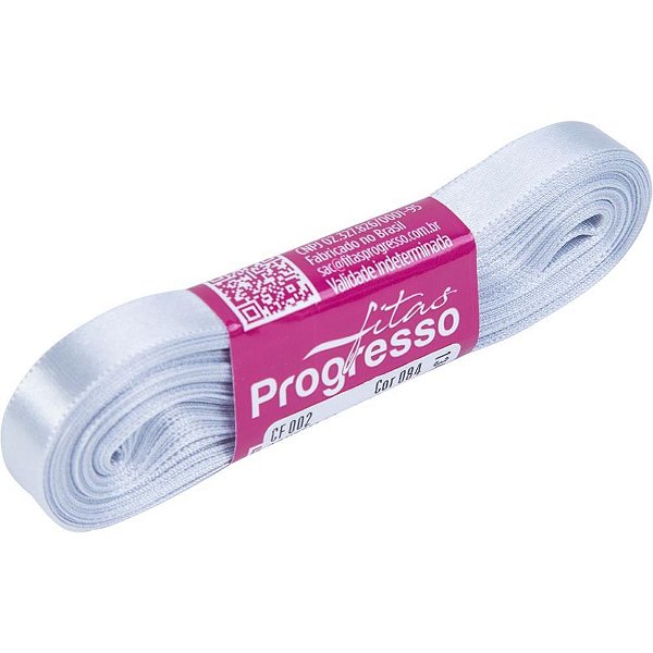 Fita de cetim 10mm 10m. prata 084 - fitas progresso (unidade)