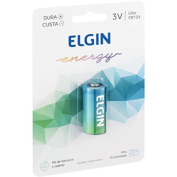 Pilha bateria lithium cr123 3v - elgin (unidade)