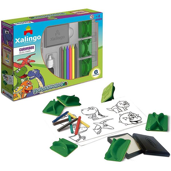 Carimbo pedagogico fofossauros 06 pcs - xalingo (unidade)