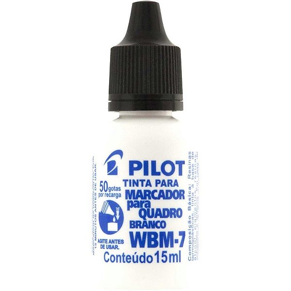 Tinta marcador quadro branco reabastecedor wbm-7 preto 15ml - pilot (cx.c/12)