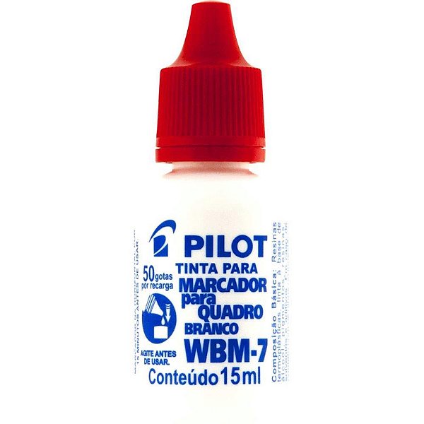 Tinta marcador quadro branco reabastecedor wbm-7 verm.15ml - pilot (cx.c/12)