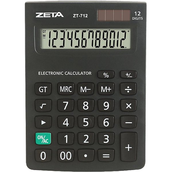 Calculadora de mesa 12 dig. zetta zt712 preta - procalc (unidade)