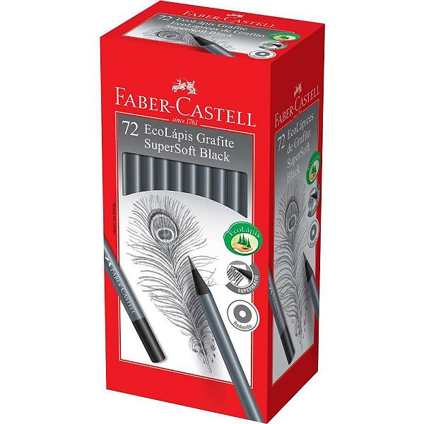 Lapis preto redondo supersoft black - faber-castell (cx.c/72)
