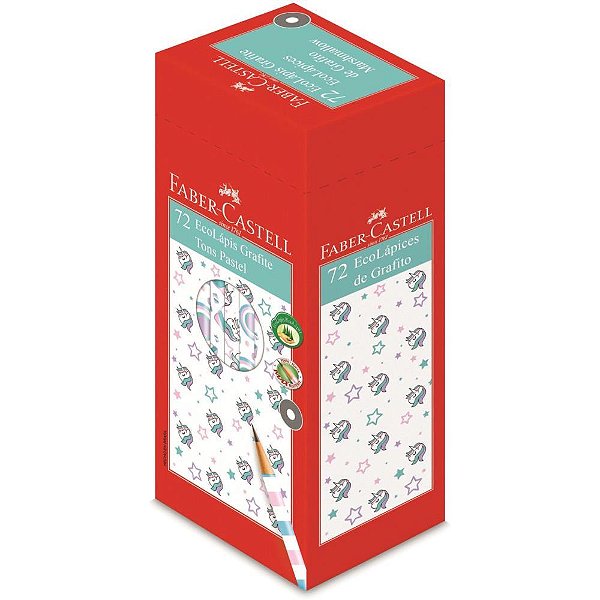 Lapis preto redondo decorado tons pastel masrhmallow 4mod. - faber-castell (cx.c/72)
