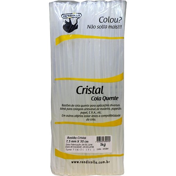 Cola quente refil fina 1 kg. cristal  7,5x30cm. - rendicolla (pacote)