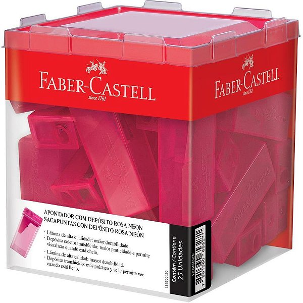 Apontador com deposito rosa - faber-castell (dp.c/25)