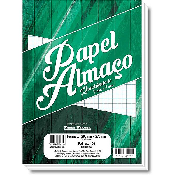 Papel almaco quadriculado 7x7 200x275mm - pauta branca (pct.c/400)