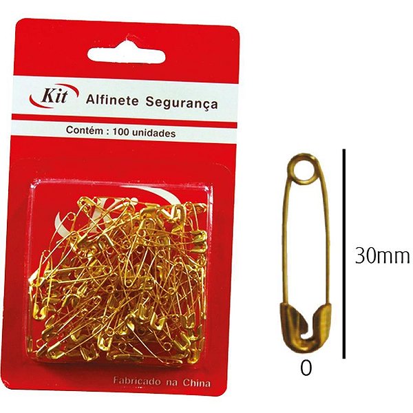 Alfinete seguranca n.0 dourado - kit (ct.c/100)