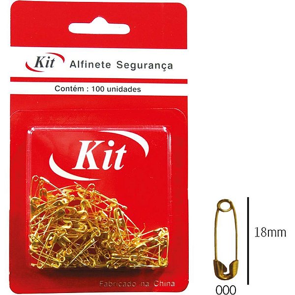Alfinete seguranca n.000 dourado - kit (ct.c/100)