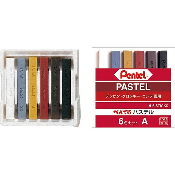 Giz pastel seco 6cores urbanas - pentel (estojo)
