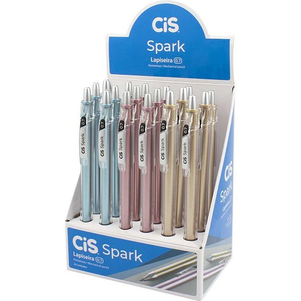 Lapiseira 0.7mm cis spark 3cores metalicas - sertic (dp.c/24)
