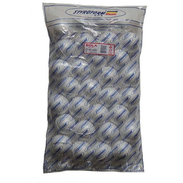 Bola em eps 060mm pacote c/30 bolinhas - styroform (pacote)