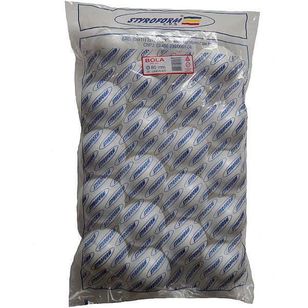 Bola em eps 080mm pacote c/20 bolinhas - styroform (pacote)