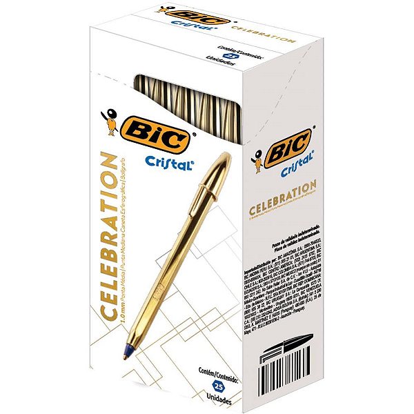 Caneta esferografica cristal celebration dourada - bic (cx.c/25)