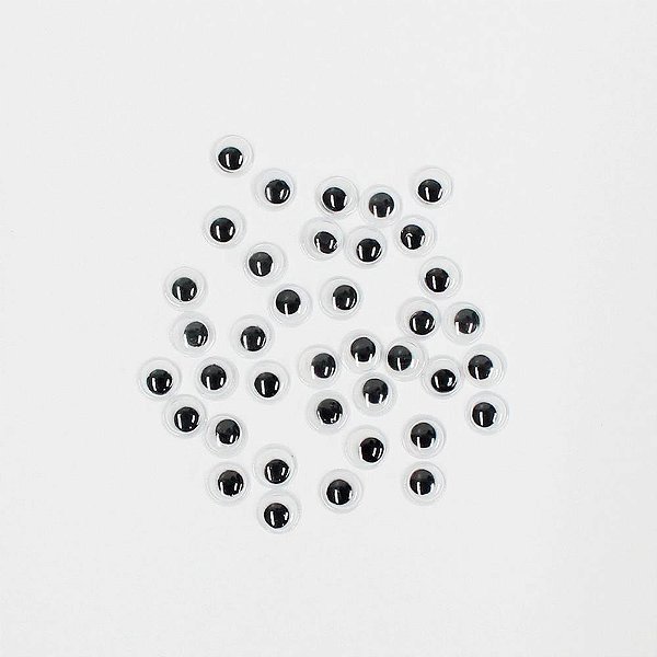 Artesanato olho movel 6mm preto c/100un. - kit (pct.c/20)