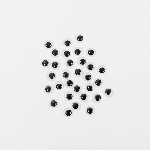Artesanato olho movel 8mm preto c/100un. - kit (pct.c/20)