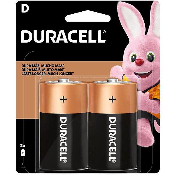 Pilha alcalina grande d 6 blisters x 2 un. - duracell (caixa)