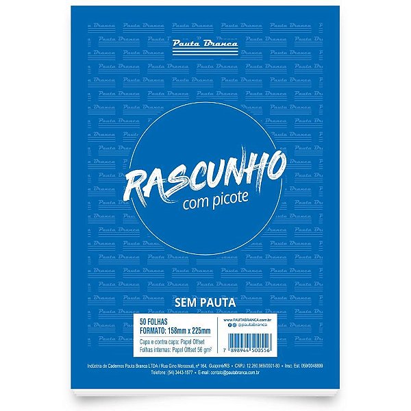 Bloco para rascunho c/picote s/pauta 158x225mm 50f - pauta branca (pct.c/10)