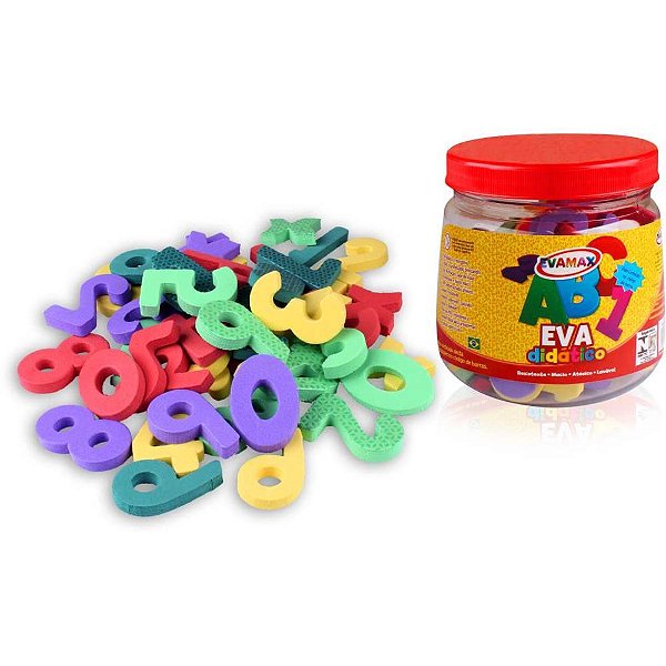 Material didatico eva pq numeros 5mm 5x3cm 105pcs - evamax (pote)