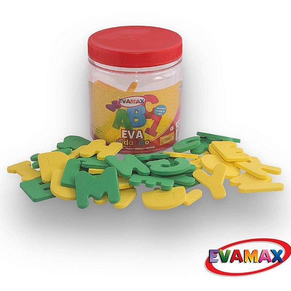 Material didatico eva pq abc 5mm 5x3cm 62pcs 2abc/2v - evamax (pote)
