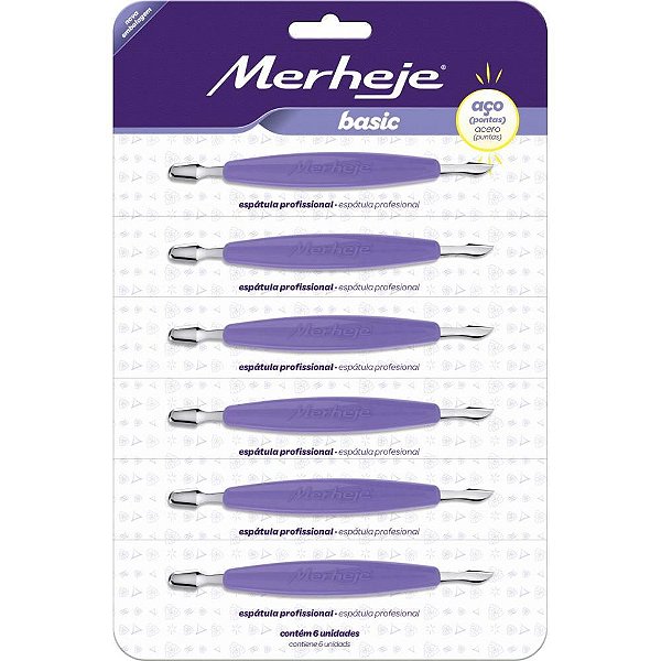 Espatula para cuticula lilas profissional - merheje (cart.c/06)
