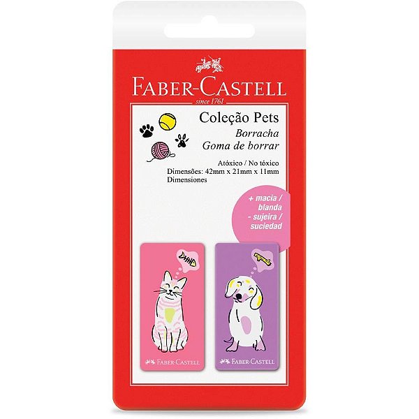 Borracha colorida pets rosa e roxa - faber-castell (bl.c/02)