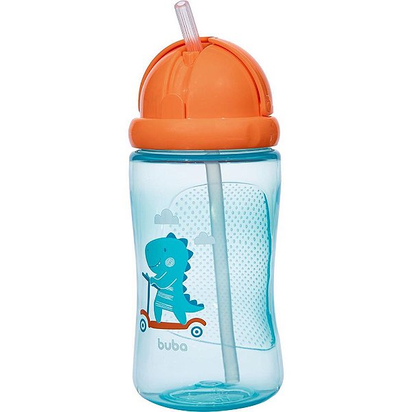 Garrafa plastica dino patinete azul 400ml. retr - buba (unidade)