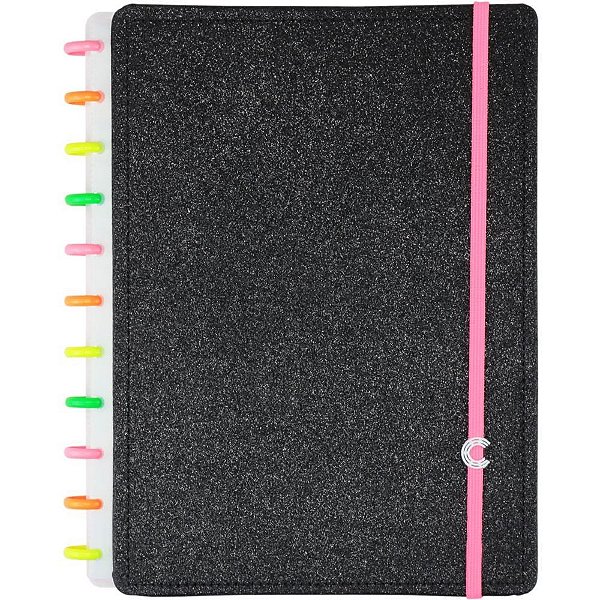 Caderno inteligente grande lets glitter neon black 80fls - caderno inteligente (unidade)