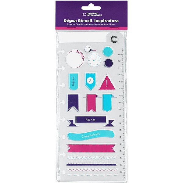 Caderno inteligente regua stencil inspiradora 93x190mm - caderno inteligente (unidade)