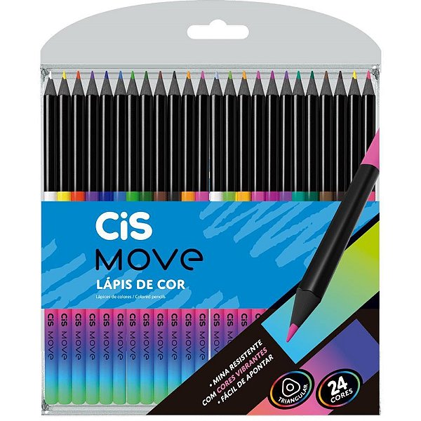 Lapis de cor triangular cis move 24 cores - sertic (unidade)