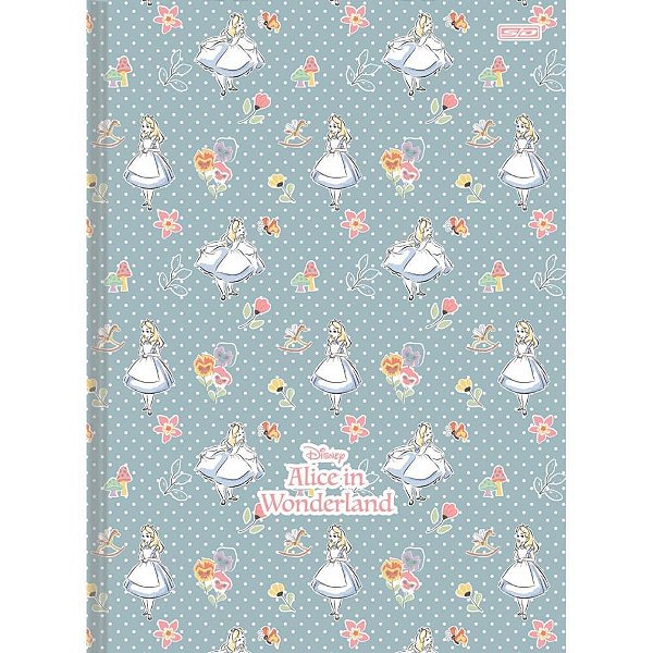 Caderno brochura 1/4 capa dura alice in wonderland 80f - animativa (pct.c/05)